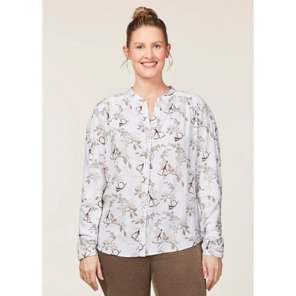 Kerrits Tops - EQL by Kerrits Olivia EcoVero Top White Hunt Floral Equestrian Logo Horse M NWOT